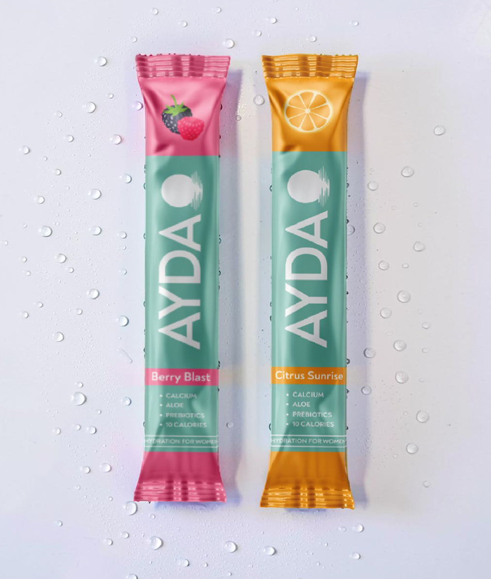 Berry Blast and Citrus Sunrise packages of Ayda
